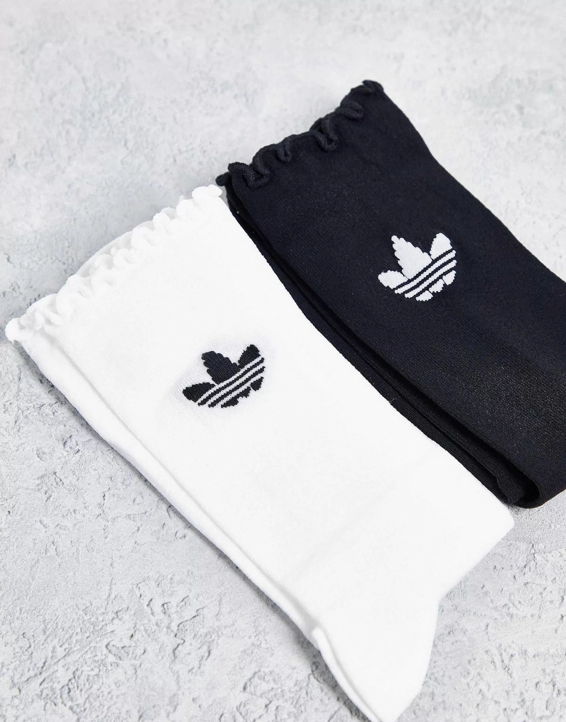 Men adidas Originals 2 Pack Ruffle Socks In Black And White