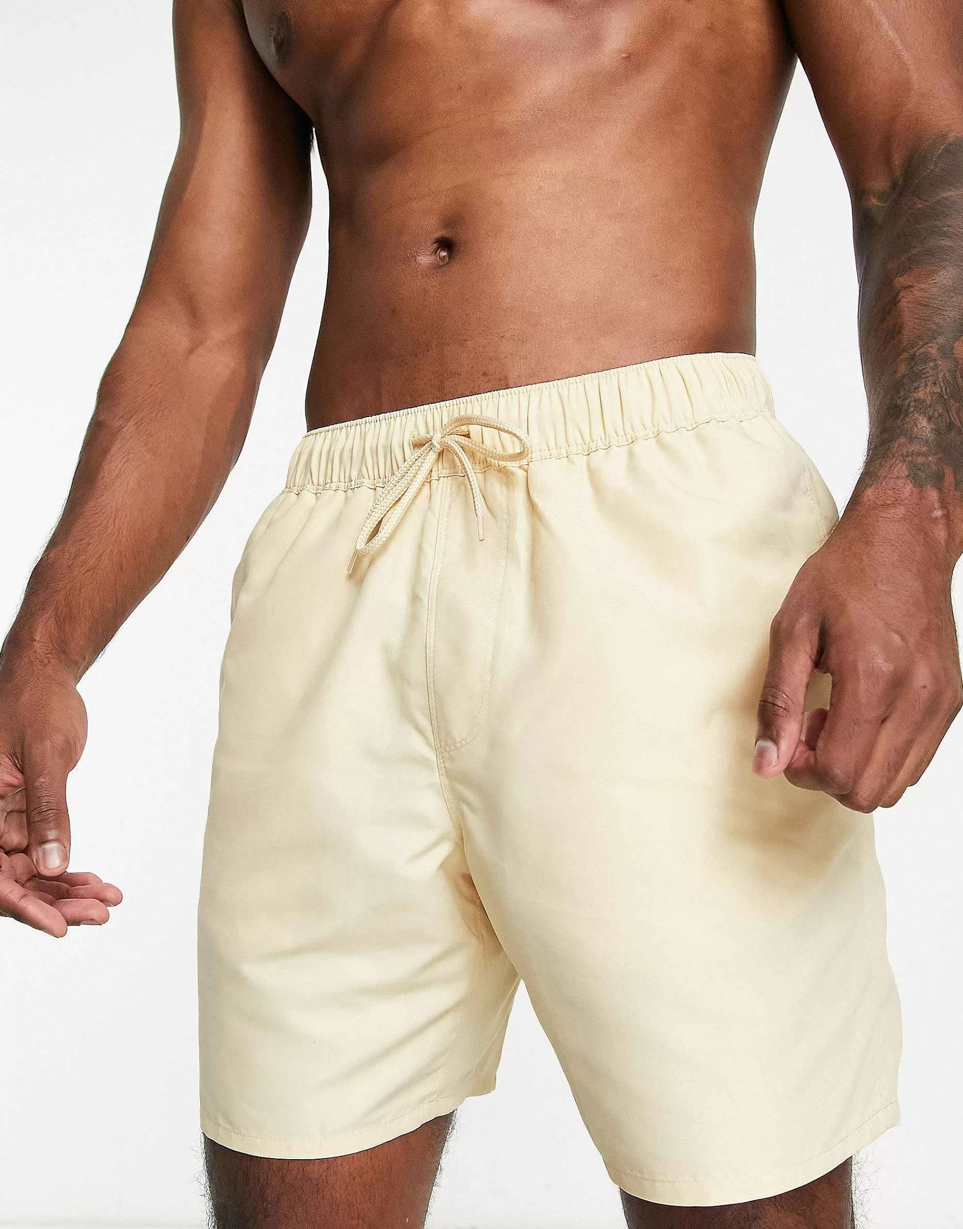 Men DESIGN 2 Pack Swim Shorts In Mid Length In Light Green/Beige Save