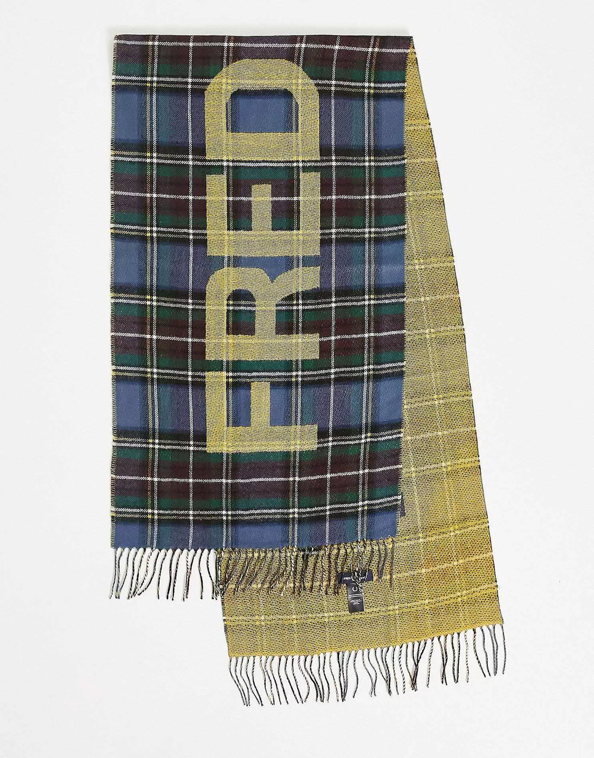 Men Fred Perry Oversized Branded Check Scarf In