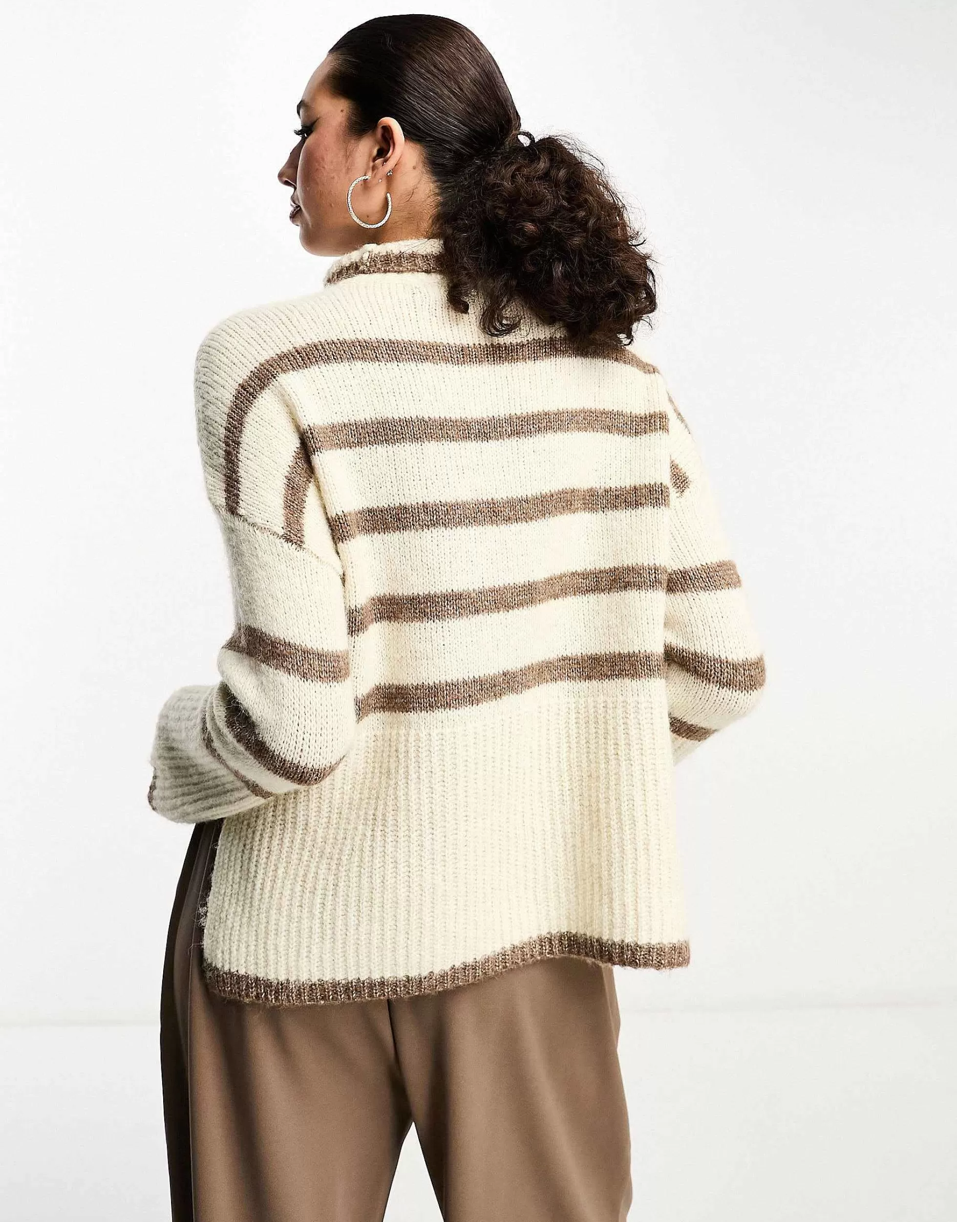 Women Vero Moda Tall High Neck Oversized Stripe Jumper In